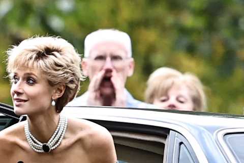 First look as Princess Diana’s iconic ‘revenge dress’ moment is recreated for The Crown with..
