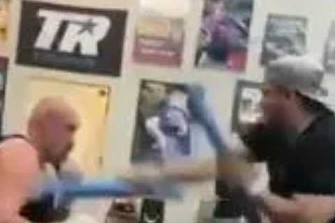 Watch Tyson Fury show off blistering hand speed in training leaving fans in awe as Brit roars..