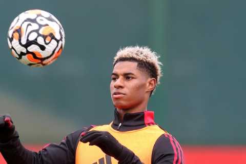 Marcus Rashford trains with Man Utd Under-18s during international break after pulling out of..