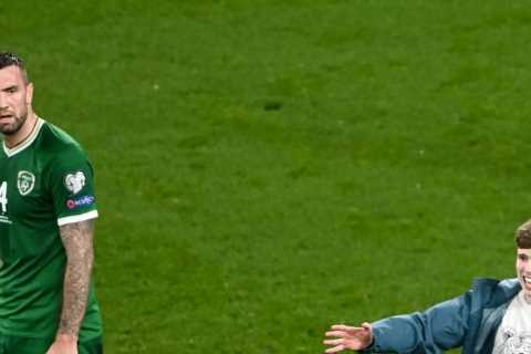 Cristiano Ronaldo dodges pitch invader as Man Utd striker misses hatful of chances in Portugal’s..