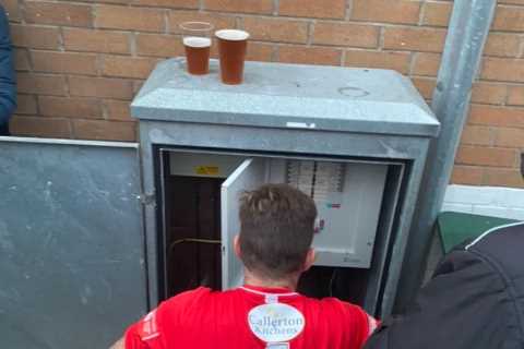 Non-league player stops game to fix floodlights in his kit in FA Trophy clash because he’s a..