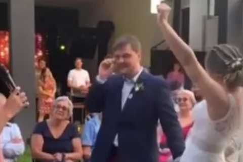 F1-mad groom more emotional about Lewis Hamilton’s Brazil GP win than own wedding as he wipes away..