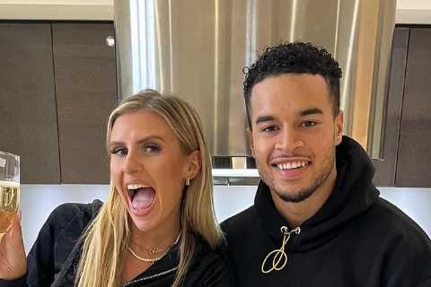 Love Island’s Chloe Burrows and Toby Aromolaran drink bubbly as they move in together