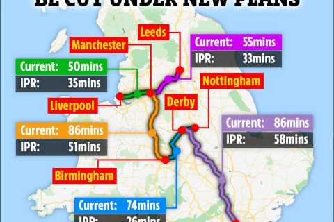 Map shows how much train times cut in Boris’ £96billion rail overhaul – see how much you will save