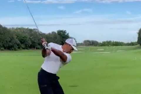 ‘He’s winning another major’ – Golf beauty Paige Spiranac in awe of Tiger Woods as he hits first..