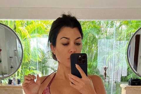 Kourtney Kardashian shows off curves in tiny string bikini and shares more photos inside ‘romantic’ ..