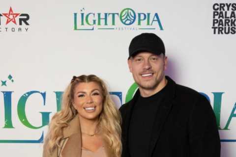 Olivia Bowen and husband Alex pose for loved-up snaps at Lightopia London in Crystal Palace Park