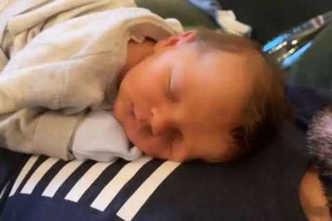 Jamie Redknapp shares adorable snap of newborn son Raphael snoozing on his chest as he watches telly