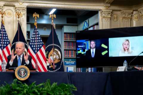 The Biden administration, under fire for supply chain woes, says stores will be fully stocked for..