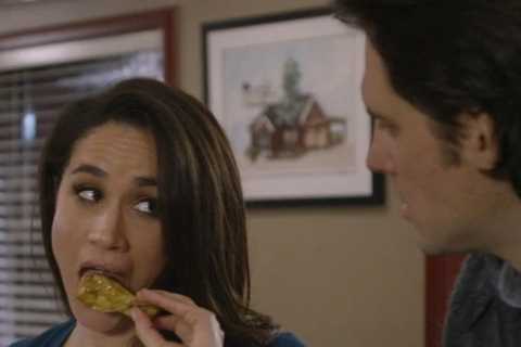 Meghan Markle scoffs chicken and snogs bloke in newly-unearthed TV film released just months before ..