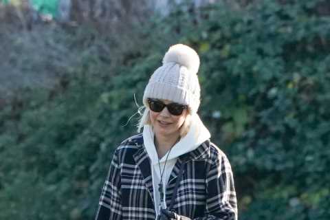 Holly Willoughby makes very rare appearance in a tracksuit as she walks new dog
