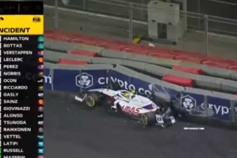 Watch horror high-speed Mick Schumacher crash leading to TWO Saudi Arabian GP red flags in huge..