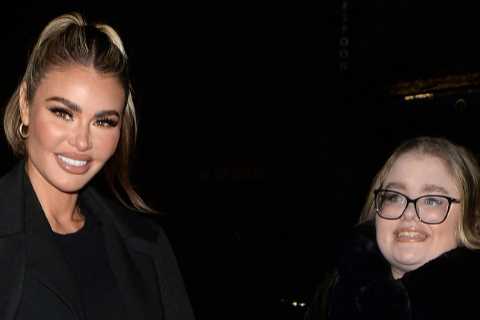 Towie star Chloe Sims poses with mini-me daughter Madison, 16, as she takes her to see panto