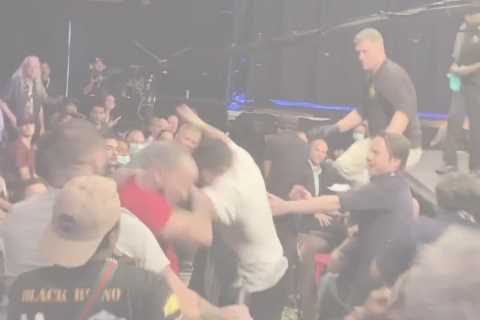 Watch ex-UFC star Mike Perry leave broadcast table to brawl with bare knuckle fighter Julian Lane..