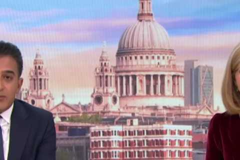 Awkward moment Kate Garraway cringes as Adil Ray hints he’s been snubbed from GMB Christmas party
