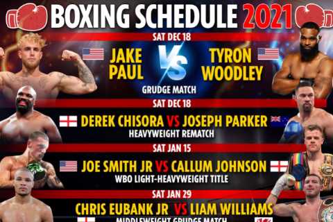 Boxing schedule 2021: Upcoming fights including Jake Paul vs Tyron Woodley 2 and Chisora vs Parker..