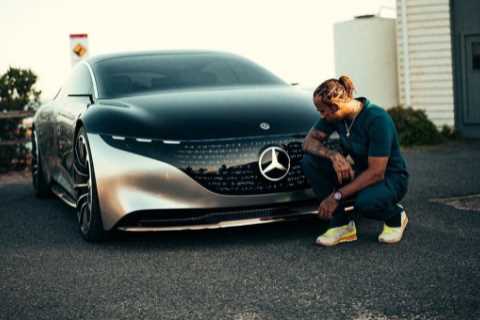 F1 ace Lewis Hamilton shows off £80k EQS electric Mercedes which goes 0-60mph in 4.5 secs and has..
