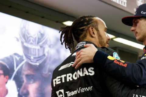 Touching moment Lewis Hamilton’s dad Anthony congratulates Max Verstappen after Dutch star pips son ..