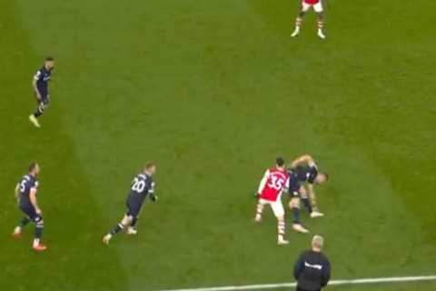 Watch Arsenal star Gabriel Martinelli ‘send Soucek back to Slavia Prague’ with ‘filthy’ nutmeg..
