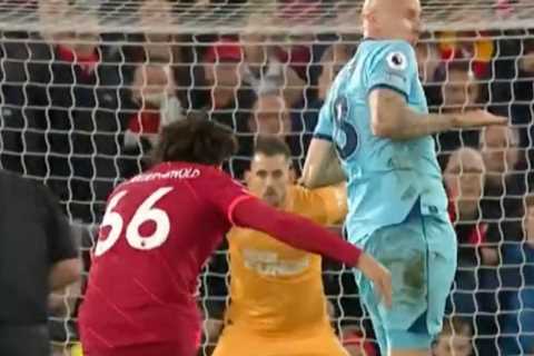 Watch Trent Alexander-Arnold’s THUNDERBOLT goal for Liverpool… as fans give Mike Dean assist for..