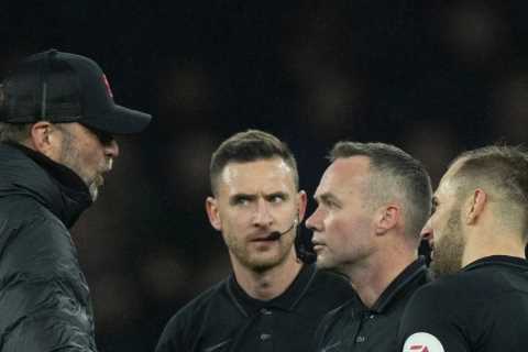 ‘What’s his problem with me?’ – Jurgen Klopp RAGES at ref Tierney after booking for protesting..