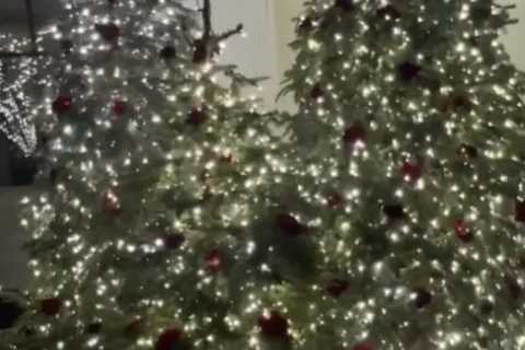 Kim Kardashian takes fans inside Kourtney’s porch with SEVEN Christmas trees covered in roses &amp; ..