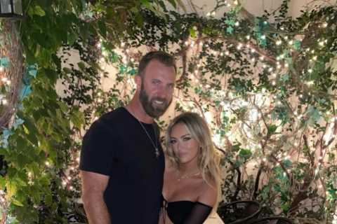 Dustin Johnson’s fiancee Paulina Gretzky stuns in tiny black dress as golf star and Wag celebrate..