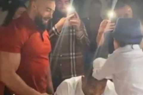 Watch as Anthony Joshua has plate smashed over HEAD while out with social media star Abdu Rozik for ..
