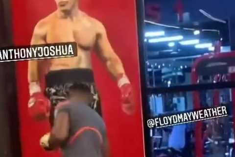 Watch Floyd Mayweather give Anthony Joshua tips in gym as he coaches him for massive Oleksandr Usyk ..