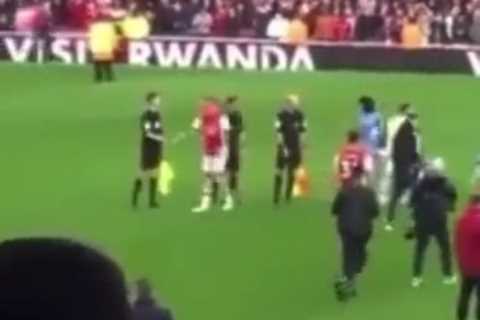 Watch furious Arsenal star Ben White slap official’s hand after controversial defeat to Man City