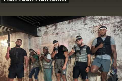 Anthony Joshua honing skills for Oleksandr Usyk rematch by playing laser tag with pals during Dubai ..