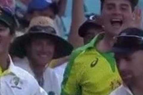 Watch Ashes star Jack Leach sign fan’s HEAD as England battle Australia on rain-affected day in..