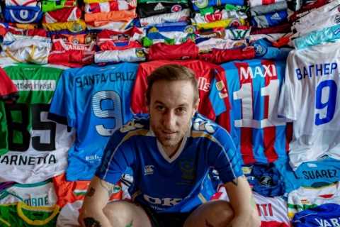 Footie mad fan shows off his 400-shirt collection from Portsmouth to Milan