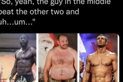 Tyson Fury goads old rivals Deontay Wilder and Wladimir Klitschko by sharing meme of himself..