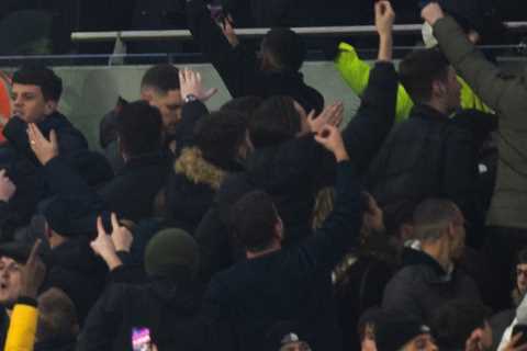 Chelsea fans goad Spurs supporters after THREE VAR calls go against hosts as stewards forced to..