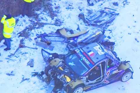 Terrifying moment rally car flips off a CLIFF in high-speed crash at Monte Carlo as drivers..