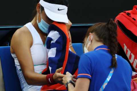 Emma Raducanu’s Australian Open game against Danka Kovinic paused due to medical timeout as Brit..