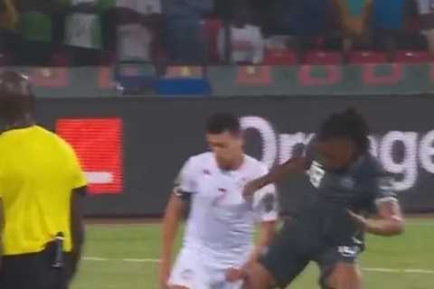 Alex Iwobi sent off for Nigeria in just five minutes after shocking tackle against Tunisia in..