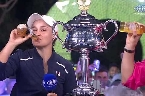 Ash Barty celebrates Australian Open win by drinking beer on live TV after promising to wait until..