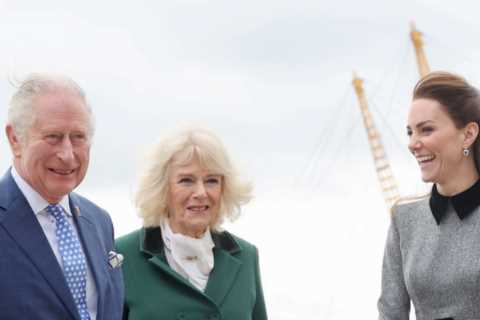 Kate Middleton laughs and jokes with in-laws Prince Charles and Camilla in royal engagement