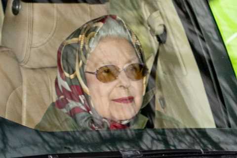 Queen beams next to her dorgi on drive through Sandringham as she prepares to mark 70 years on the..