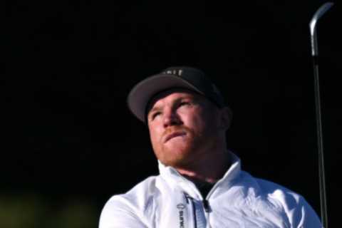Watch Canelo Alvarez hit incredible shot just inches from hole in one as host of celebs play at..