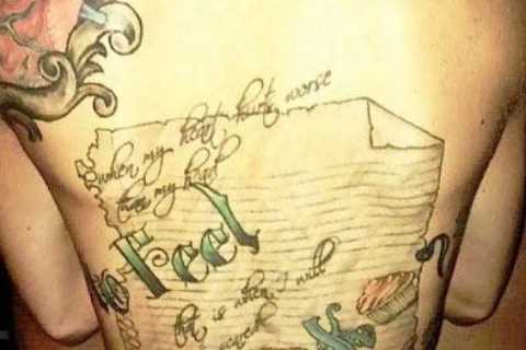 See Teen Mom Maci Bookout’s craziest tattoos featuring misspelled word and giant notebook on her..