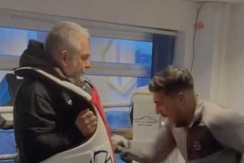 Watch Tommy Fury train on pads for first time since pulling out of Jake Paul fight to leave..
