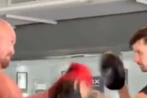 Watch as Tyson Fury shows off blistering hand speed in training for Dillian Whyte leaving fans VERY ..