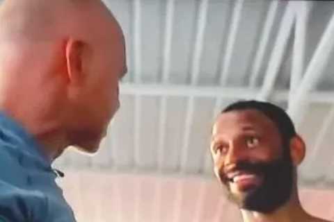 Sickening moment Kell Brook’s coach drinks a glass of his SWEAT during training for grudge match..
