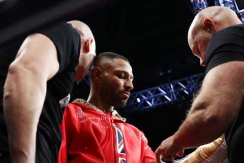 Kell Brook forced to change gloves in ring just minutes before Amir Khan bout after dispute held up ..