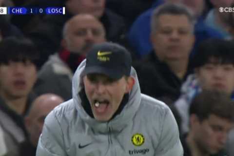 Watch Thomas Tuchel lose his chewing gum while screaming at Chelsea stars during Champions League..