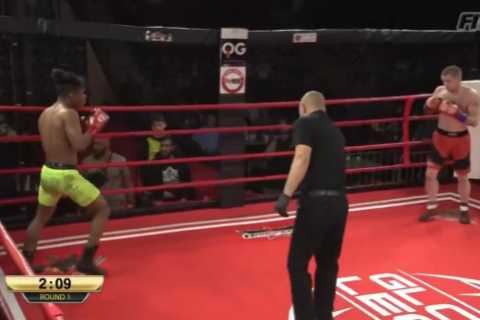 Watch shocking moment boxer picks up opponent and performs TWO MMA move leaving commentator and..