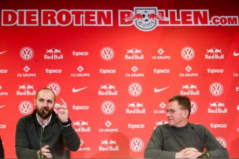 Monaco sporting director Paul Mitchell sits with Ralf Rangnick to watch Man Utd U18s’ win over..
